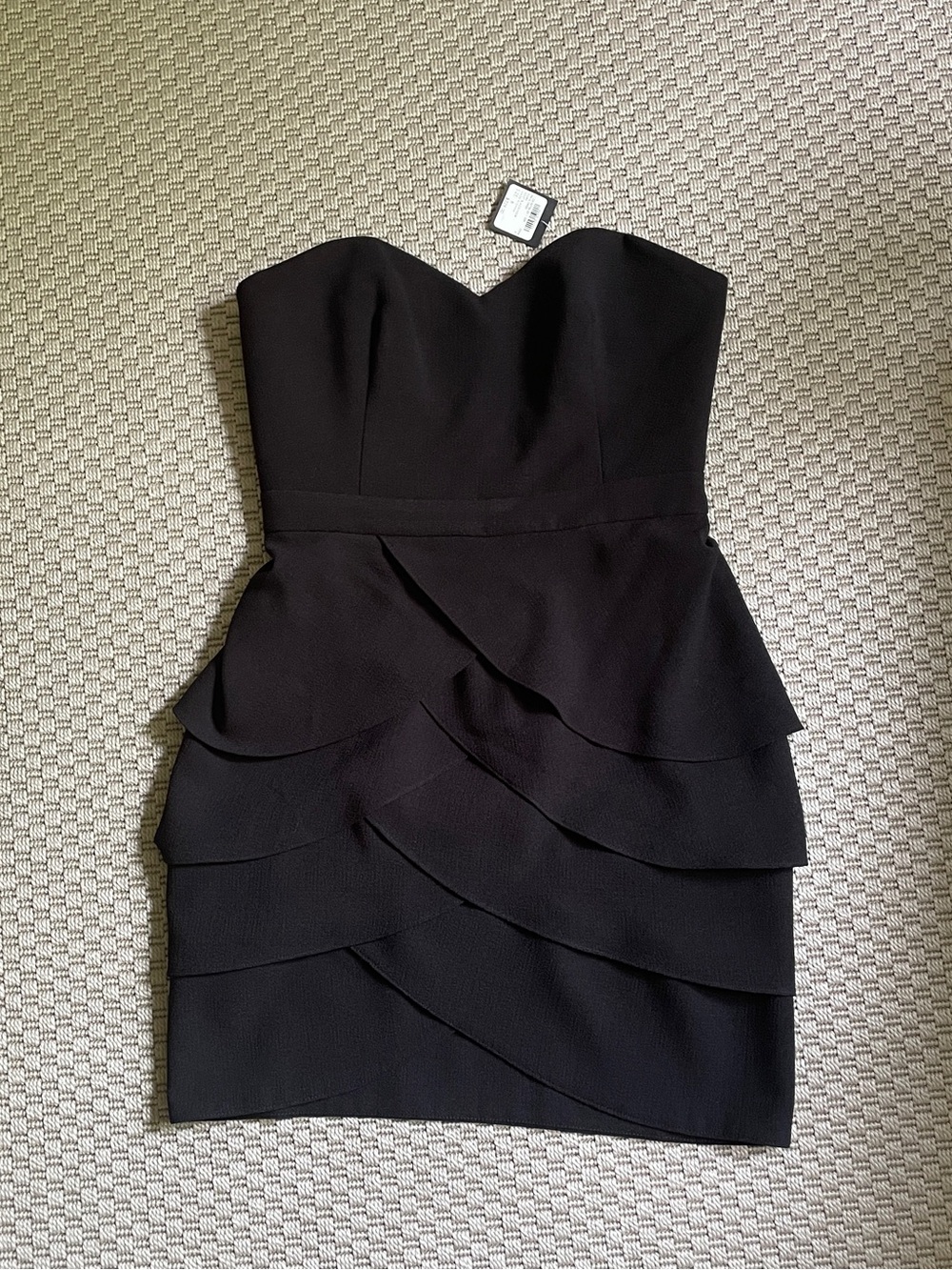 Club Monaco Strapless Black Layered Peplum Dress size 6